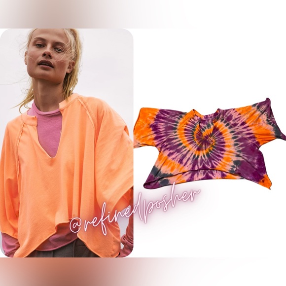 Free People Movement Victory Tee size Small NEW Melon Tie Dye - Picture 2 of 6